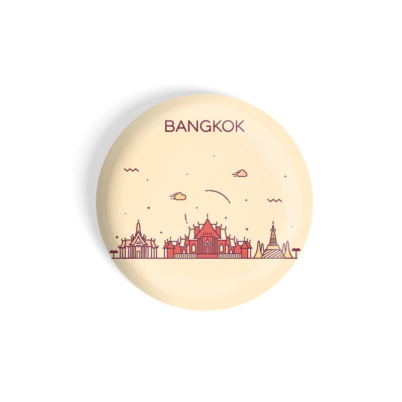 dhcrafts Round Fridge Magnet Brown Color Bangkok Glossy Finish Design Pack of 1 (58 mm)